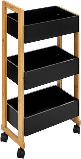 5Five Τρόλεϊ Κουζίνας Ξύλινο 3 Θέσεων Μαύρο 41x20x80cm