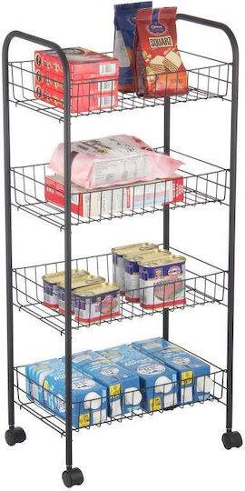 Viosarp Kitchen Trolley Metallic 4 Tiers White 86x38x86cm