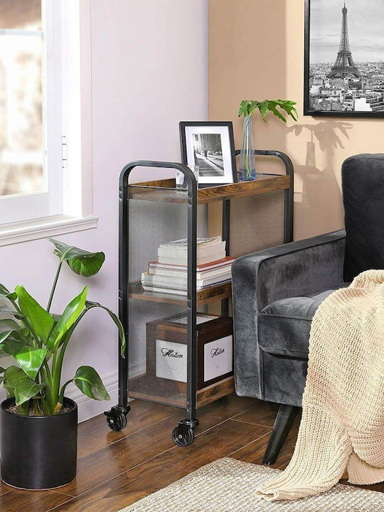 Vasagle Wooden Kitchen Trolley 3 Tiers Brown 66x26x85cm