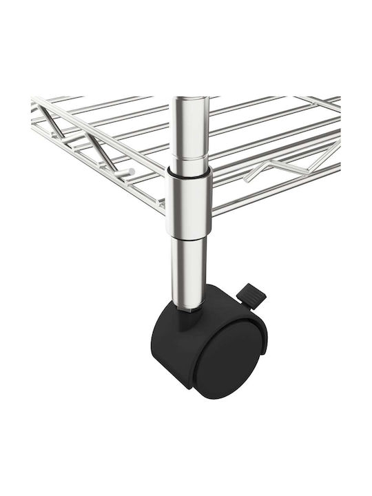 vidaXL Metallic Kitchen Trolley 3 Tiers Silver 60x35x81cm