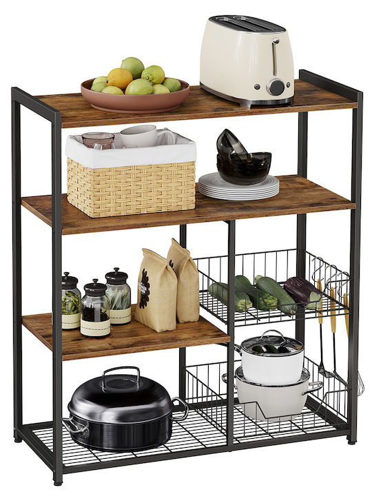 Vasagle Metal Kitchen Rack 4 Tiers Brown 80x35x95cm
