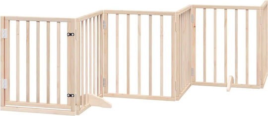 Dog Gate Foldable 6 Panels 300cm Poplar Wood Natural 352173