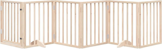 Dog Gate Foldable 6 Panels 300cm Poplar Wood Natural 352173