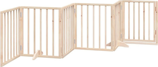 Dog Gate Foldable 6 Panels 300cm Poplar Wood Natural 352173