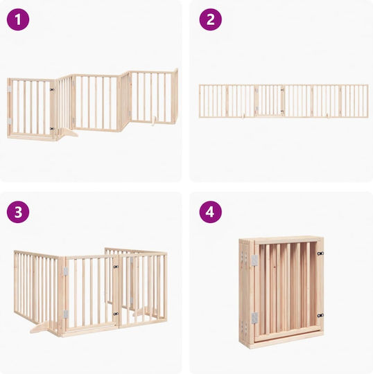 Dog Gate Foldable 6 Panels 300cm Poplar Wood Natural 352173
