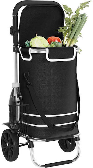Stoff Einkaufswagen Klappbar Schwarz 21x21x100.5cm