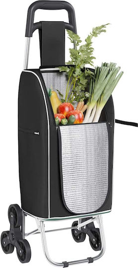 Stoff Einkaufswagen Klappbar Schwarz 33x36x30cm