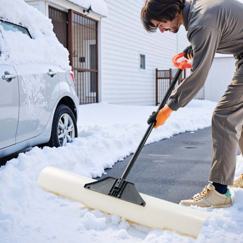 Vevor Plastic Snow Pusher Shovel 48in Heavy Duty Winter Snow Plow Driveway