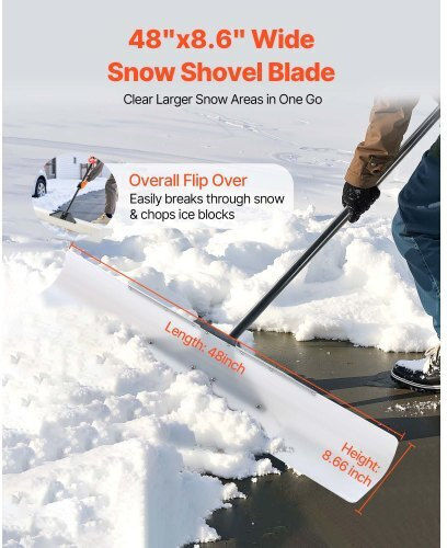 Vevor Plastic Snow Pusher Shovel 48in Heavy Duty Winter Snow Plow Driveway