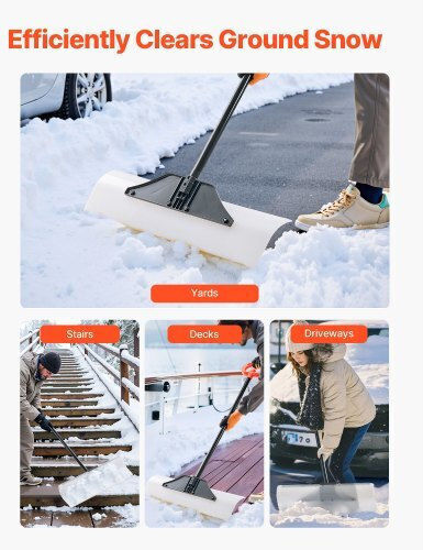 Vevor Plastic Snow Pusher Shovel 30in Heavy Duty Winter Snow Plow Driveway