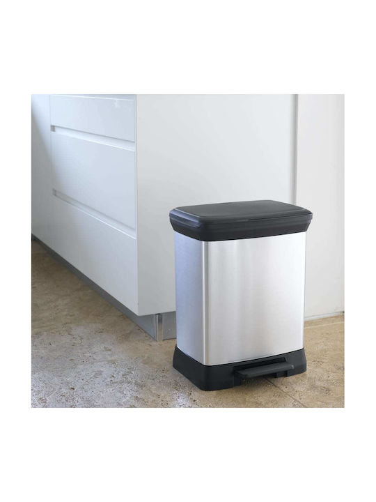 Curver Waste Bin Recycling Plastic with Pedal Silver 30lt 1pcs