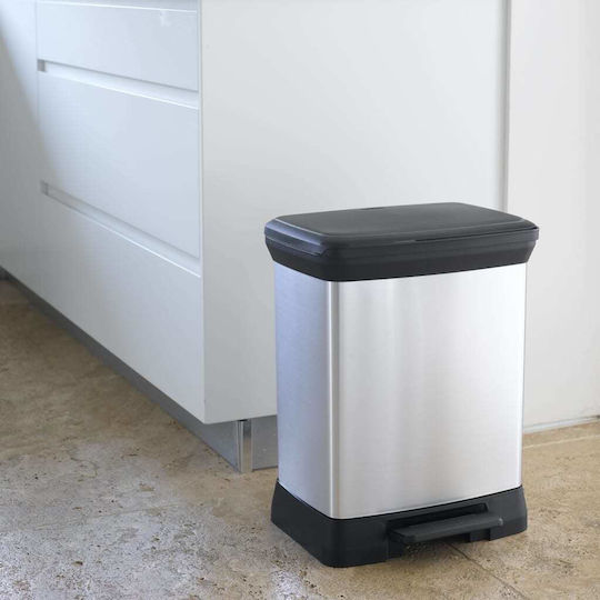 Curver Recycling Waste Bin Plastic with Pedal Silver 30lt