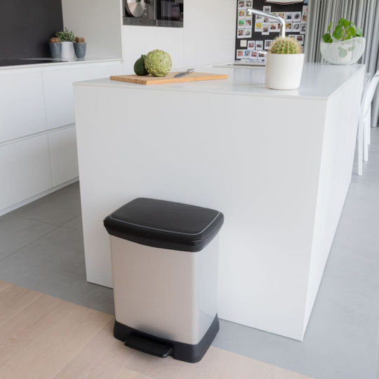 Curver Recycling Waste Bin Plastic with Pedal Silver 30lt