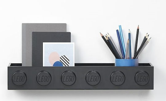 Kids Shelf Bookcase Wall Mount Black 47.8x11.5x7.8cm