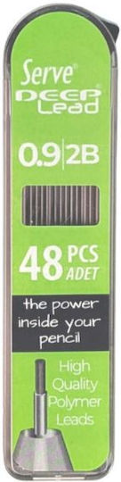 Μύτες Μηχανικό Μολύβι 2b/0.9mm Πράσινη Θήκη Serve Deep Lead