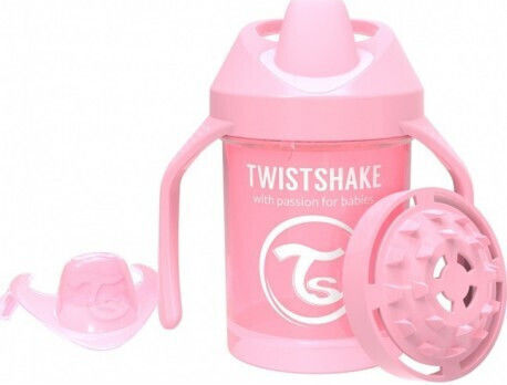 Twistshake Mini Cup Εκπαιδευτικό Μπιμπερό Σιλικόνης με Λαβές Ροζ για 4m+ 230ml