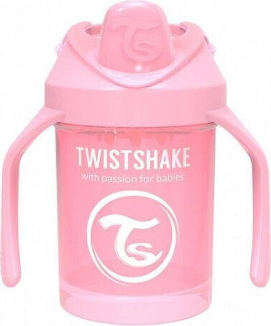Twistshake Mini Cup Εκπαιδευτικό Μπιμπερό Σιλικόνης με Λαβές Ροζ για 4m+ 230ml