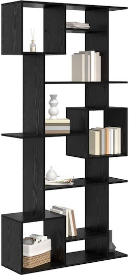 Kids Wooden Bookcase Black 92x29x188cm