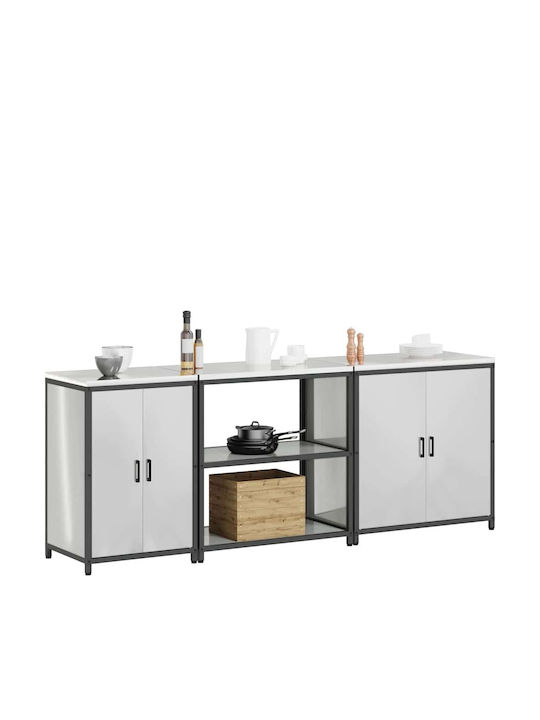 Vidaxl Σετ Αποθήκευσης Κουζίνας Ράφι Άλλο 3 Pcs Ασημί 210 X 50 X 92 Εκ