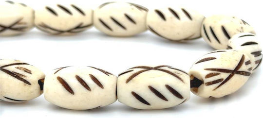 Kompologadiko Graven Camel Bone Worry Beads with 21 Beads White