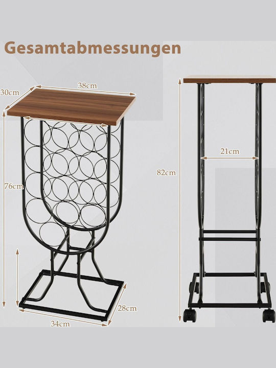 Costway Freistehend Weinkeller Hölzernes mit Rädern Braun 38x30x82εκ.