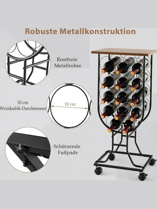 Costway Freistehend Weinkeller Hölzernes mit Rädern Braun 38x30x82εκ.