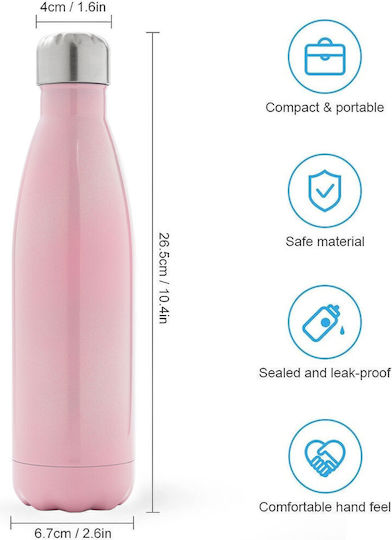 Huntrix K-pop Series Metal Thermos Bottle Pink Iridescent Stainless Steel Double-Walled 500ml