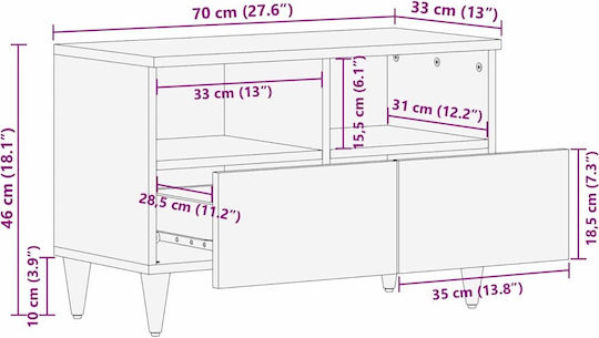 vidaXL TV-Ständer Schwarz und Gold M70xT33xH46cm