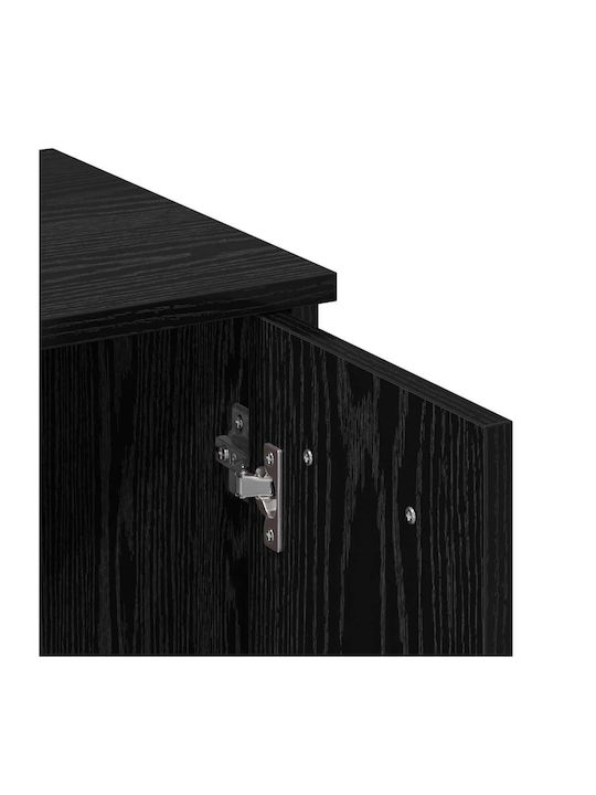 Masă De Toaletă De Podea Din Lemn Stejar Negru Cu Oglindă 86.5x35x136cm