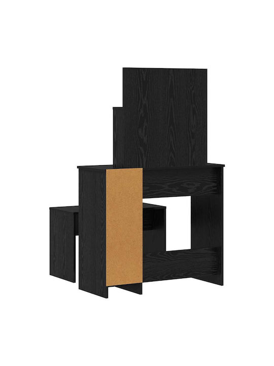 Masă De Toaletă De Podea Din Lemn Stejar Negru Cu Oglindă 86.5x35x136cm