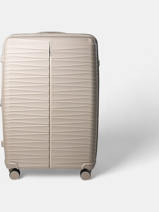 Paulter Travel Suitcases Hard Champagne with 4 Wheels Set of 3 Pieces