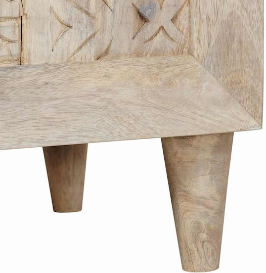 Κομοδίνο από Μασίφ Ξύλο και Γυαλί Μάνγκο 50x33x60cm