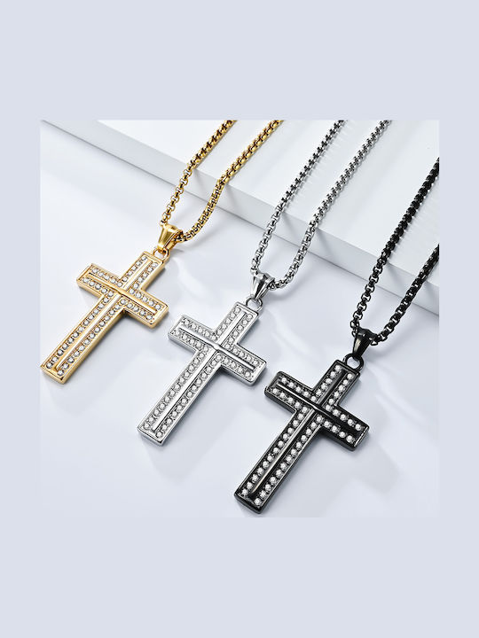 Legend Accessories Σταυρός από Επιχρυσωμένο Ατσάλι με Αλυσίδα