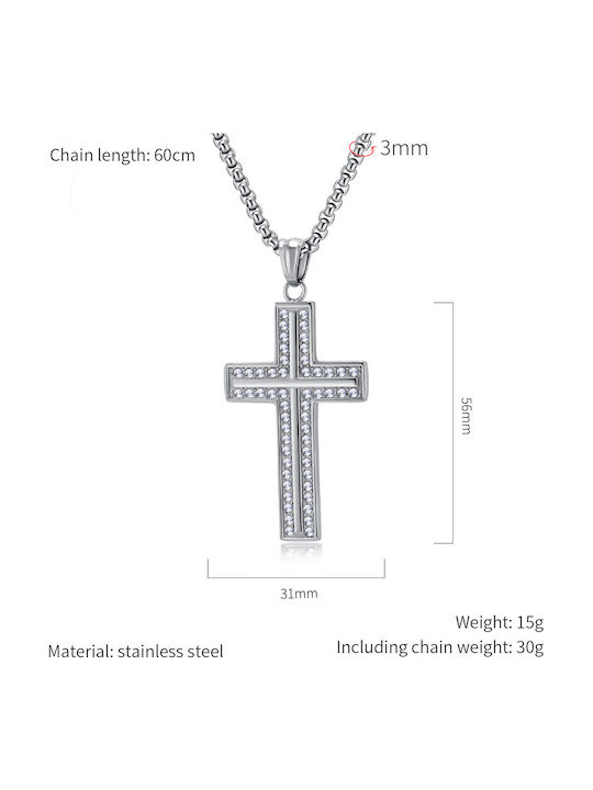 Legend Accessories Σταυρός από Επιχρυσωμένο Ατσάλι με Αλυσίδα