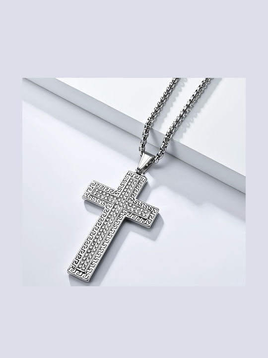 Legend Accessories Ανδρικός Σταυρός από Ατσάλι με Αλυσίδα