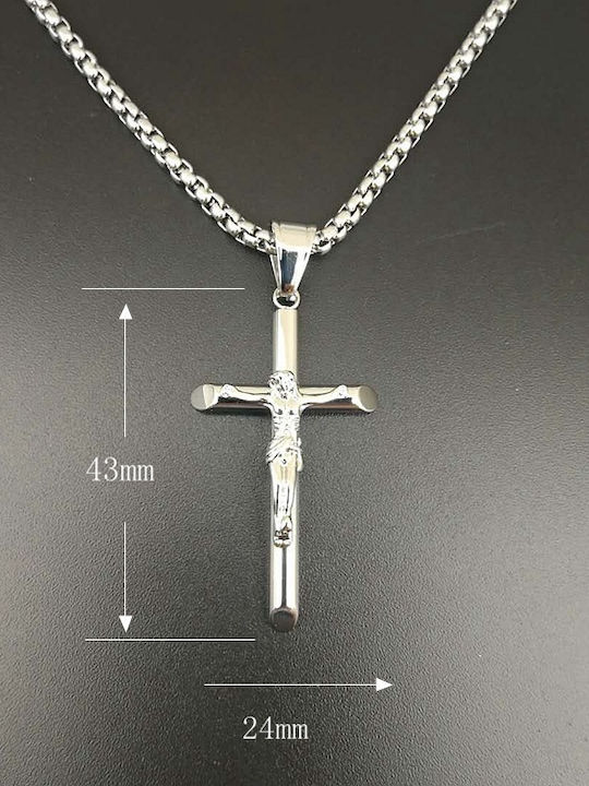 Legend Accessories Men's Cross with the Crucified from Gold Plated Steel with Chain