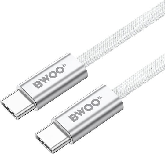 BWOO Braided USB 2.0 Cable USB-C male - USB-C 240W PD Λευκό 1m
