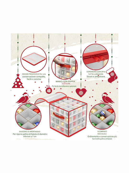 Bakaji Bakaji Christmas Decorations Box Ornament Organizer Capacity 64 Balls