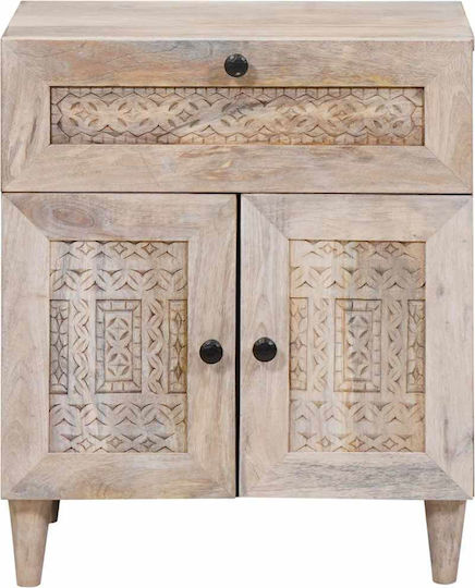 Bedside Table Made of Solid Mango Wood 50x33x60cm