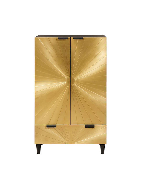 Sideboard Wooden with Drawers Black, Gold 60x33.5x100cm