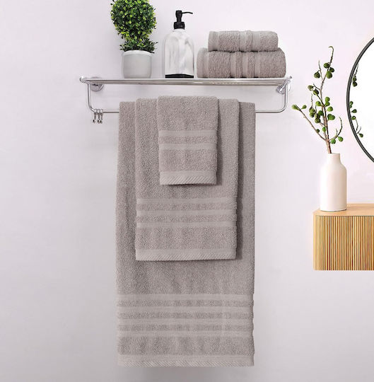 Homeone Handtuch-Set 3 Stück Hellgrau Gewicht 500gr/m²