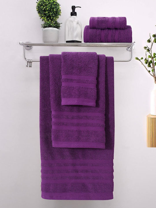 Homeone Σετ Πετσέτες Μπάνιου 3τμχ Purple Βάρους 500gr/m²