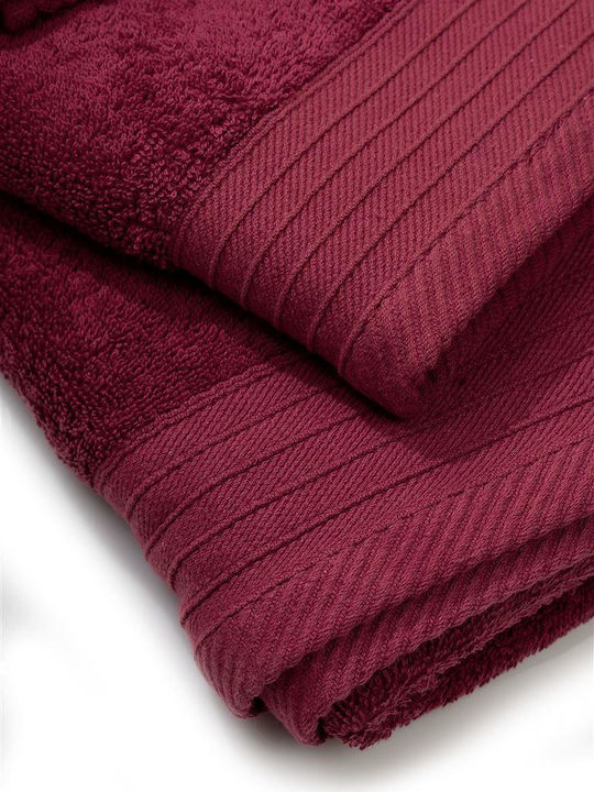 Dimcol Badehandtuch Gekämmte Baumwolle 80x150εκ. Bordeaux Gewicht 500gr/m²