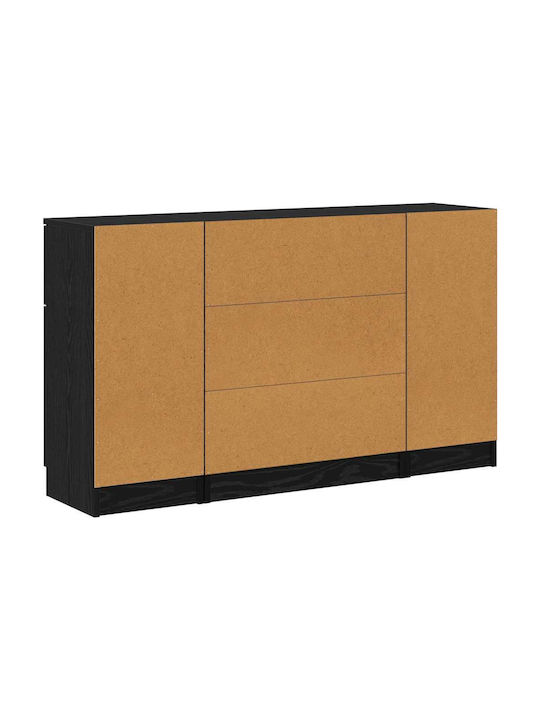 Sideboard Wooden with Drawers Black Oak 121x30x70cm