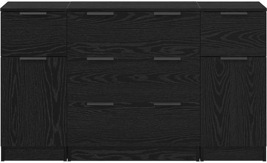 Μπουφές Ξύλινος με Συρτάρια Μαύρη Δρυς 121x30x70cm