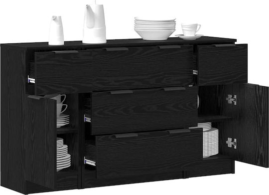 Μπουφές Ξύλινος με Συρτάρια Μαύρη Δρυς 121x30x70cm