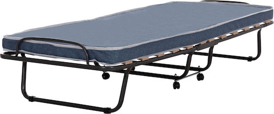 Πτυσσόμενο Ράντζο με Στρώμα 6.5cm Μονό Γκρι 183x80x37εκ.