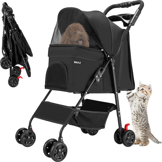 Bakaji Dog/Cat Carrying Black Stroller for 30kg Pets L100xW65xH50cm