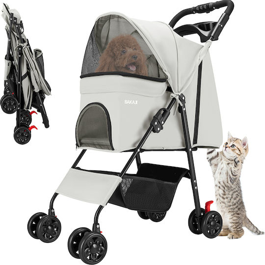 Bakaji Dog/Cat Carrying Gray Stroller for 30kg Pets L100xW65xH50cm