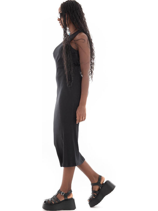 Sommer Midi Damenkleid Schwarz